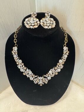 Crystal Cluster Iridescent Necklace and Earrings